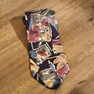 Vintage Watercolor Tie Oakton LTD 100% silk